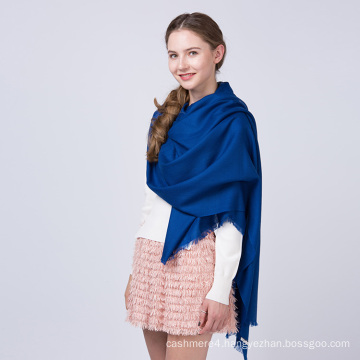 New hot selling plain solid color blue wool woven scarf for winter